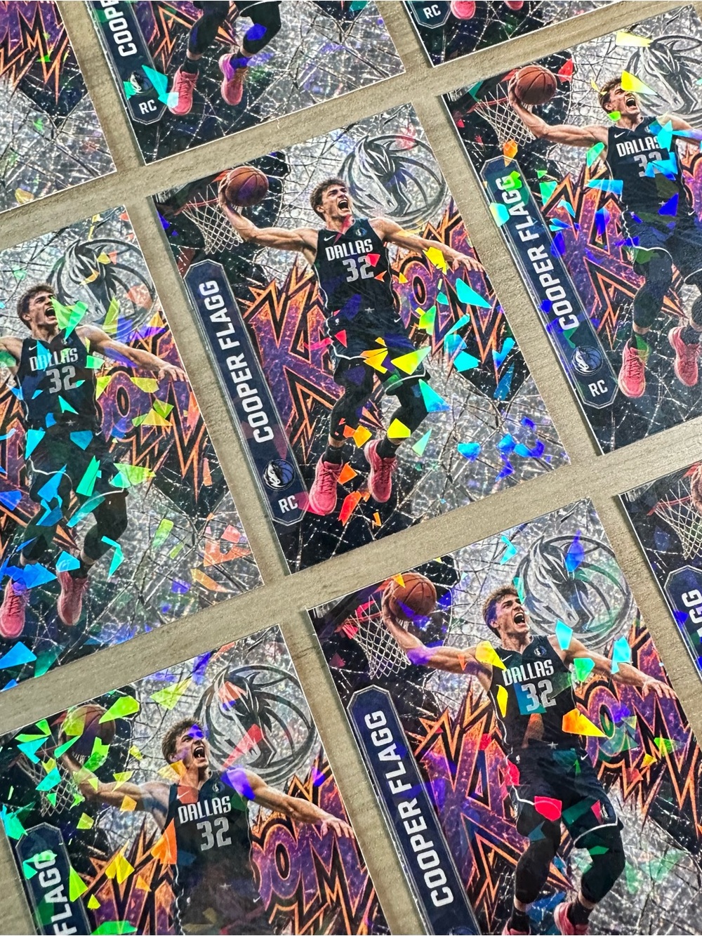 Cooper Flagg Lot of (9) Rookie Holo Kaboom #32 Novelty Basketball Cards.